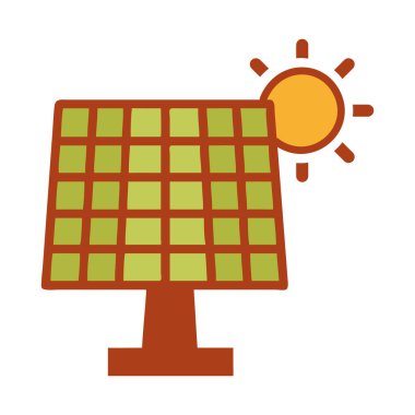 Yenilenebilir enerji ve çevresel korumayı temsil eden bir güneş paneli simgesi