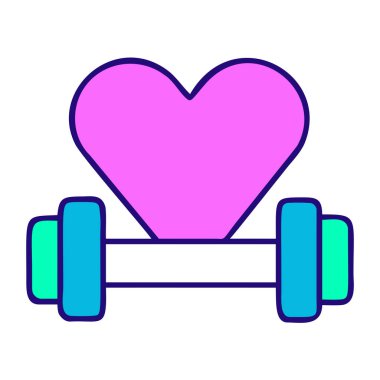 Kalp şeklinde dambıl simgesi izole edilmiş vektör