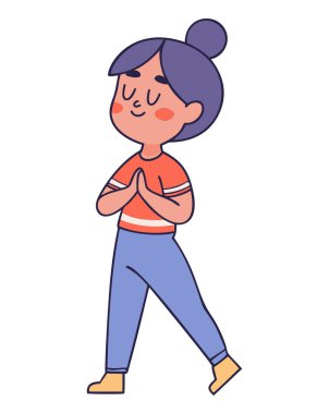 Ayakta duran kendinden emin kız izole bir vektör konumunda