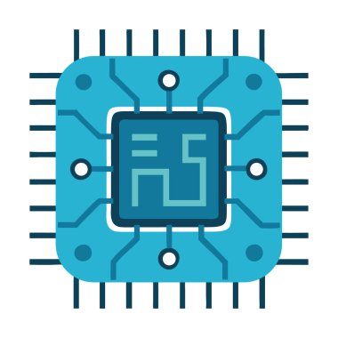 Dijital desenli fütüristik yapay zeka mikroçip devresi.