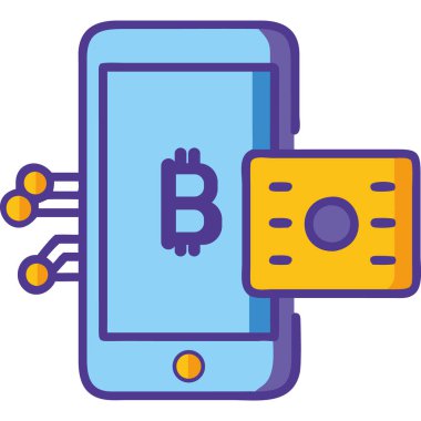 Dijital işlemleri temsil eden bir Bitcoin ödemesini işleyen bir cep telefonu