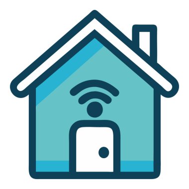 Kablosuz sinyalli ev akıllı ev teknolojisini simgeliyor.