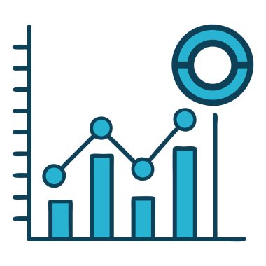 Grafik elemanları ve büyüteçle bir veri analiz çizelgesi