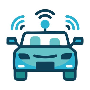 Otomatik araç teknolojisini temsil eden kablosuz sinyali olan akıllı bir araba.