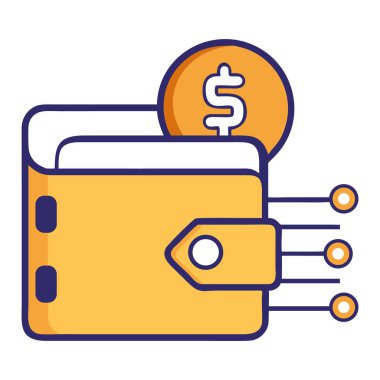 Güvenli engelleme zinciri işlemlerini temsil eden dijital bir kripto cüzdan simgesi