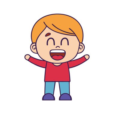 Neşeli ve heyecanlı bir çocuk çizgi film karakteri.