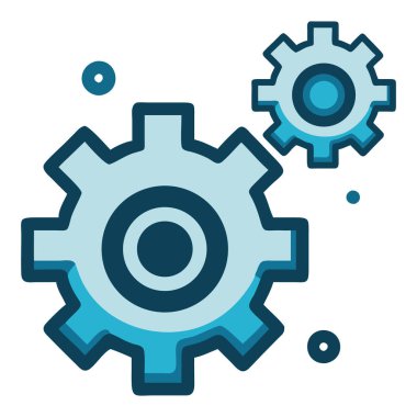 Mekanik ayarları ve mühendisliği temsil eden mavi dişli çark simgesi