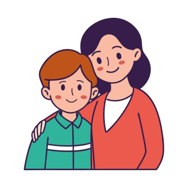 Bir anne, sevgi ve aile bağını temsil eden çocuğunu kucaklıyor.