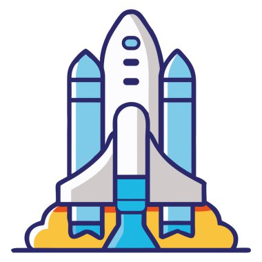 Uzay roketi keşif simgesi izole edilmiş vektör
