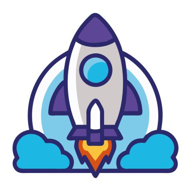 Roket gemisi kalkış simgesi izole edildi