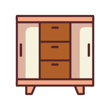 Ev dekorasyonu için birden fazla bölmesi olan ahşap depo dolabı.