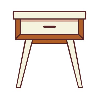 Yatak odası mobilyaları için depolama çekmecesi olan ahşap komodin.