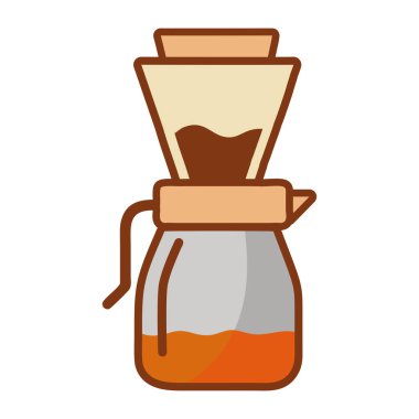 Klasik Chemex kahve makinesi. Taze kahve kabına damlıyor.