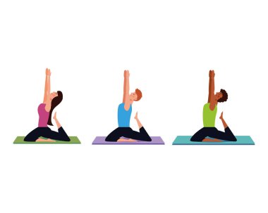 Fitness sınıfı yoga poz ikonu illüstrasyonu