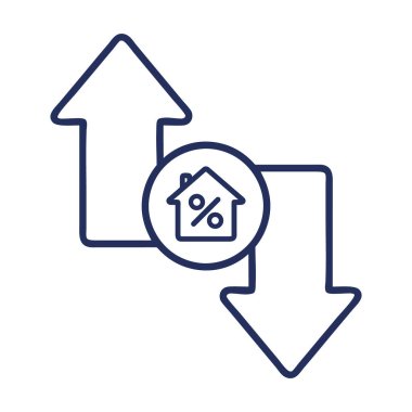 Mortgage rate fluctuation icon illustration clipart