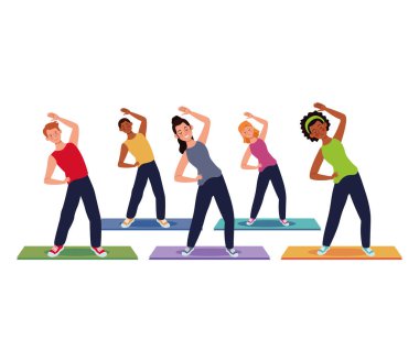 Fitness sınıfı eğitim grubu resimleme