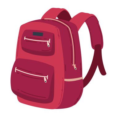 Kitap ve kırtasiye malzemeleri taşımak için kırmızı okul çantası.