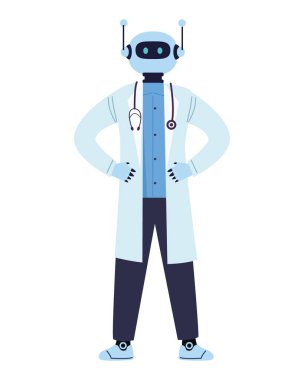 Yapay zeka doktoru ikon illüstrasyonu