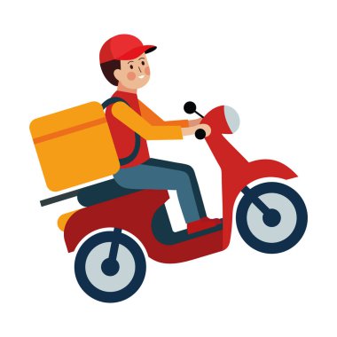 Hızlı servis için motosiklet teslimatçısı.