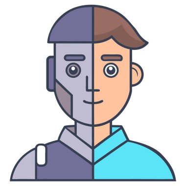 Yapay zeka ve insan füzyon konsepti çizimi