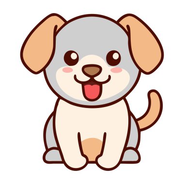 Kawaii köpek yavrusu güzel bir çizgi film çizimi yapıyor.