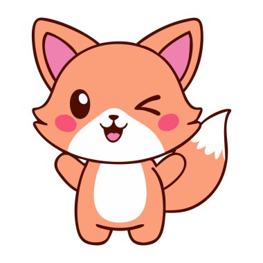 Kawaii tilkisi mutlu çizgi film tarzı çizim