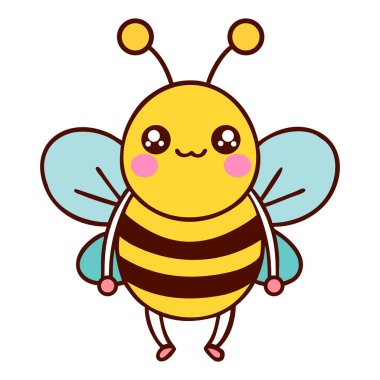 Kawaii arı şirin çizgi film stili çizim