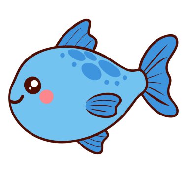 Kawaii mavi balık şirin çizgi film çizimi
