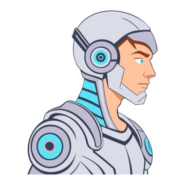 Yapay zeka ve insan profili fütüristik illüstrasyon