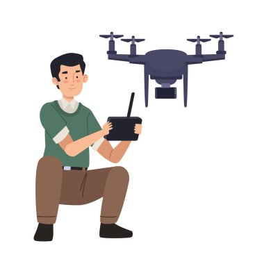 Açık hava eğitim illüstrasyonunda İHA pilotu