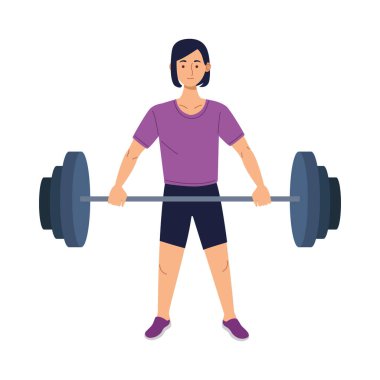 Spor salonunda halter kaldıran kadın.