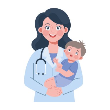Bebek doktoru, yürümeye yeni başlayan Icon Sağlık Hizmetleri Çocuk Bakımı Koruması Tutuyor