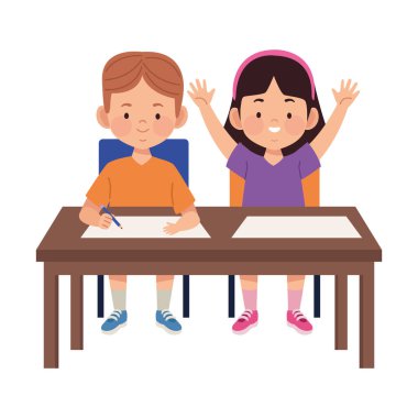 Okul Etkinliği Kağıdıyla Resim Yapan Öğrenciler