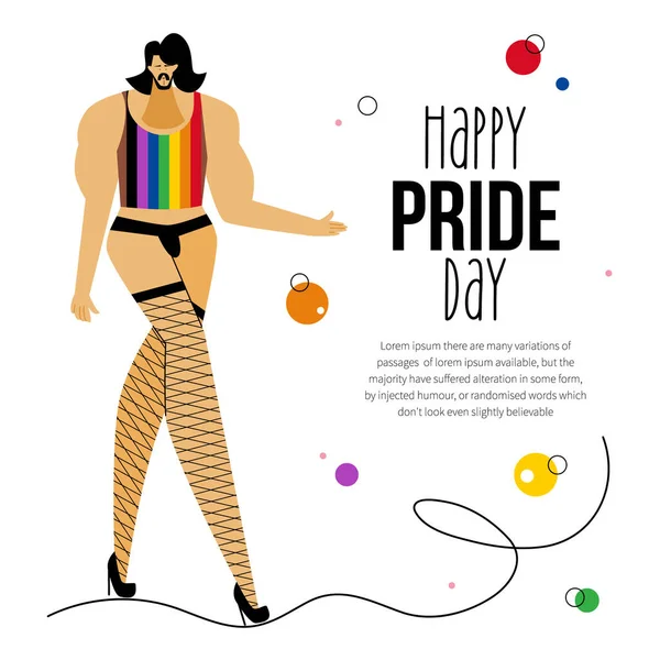 Illustration Lgbtq Man Celebrations Happy Pride Day Lgbt Parade Transgender — Stock Vector