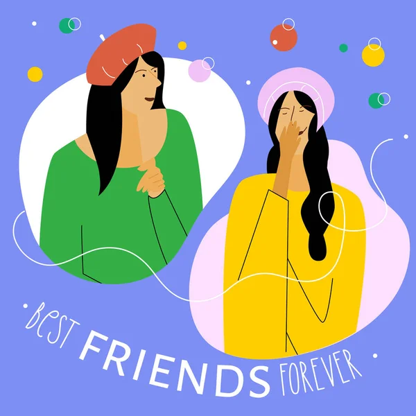 Διανυσματική Απεικόνιση Φίλες Μόδας Έφηβες Και Φράση Best Friends Για — Διανυσματικό Αρχείο