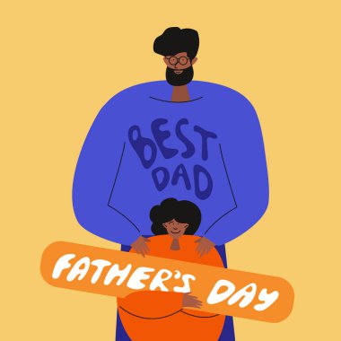 BIPOC baba, kız ya da oğul ve tabir babalar günü dosyasında en iyi baba yazıyor. Posta kartı, poster, web sitesi ya da UI UX tasarımı için vektör çizimi iyi. Bu vektör çizimi elle çizilmiş düz tasarım sanatıyla yapılmıştır.