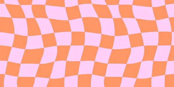 Renkli moda dama tahtası kare pürüzsüz desen çizimi. Vintage psychedelic y2k biçiminde bozulmuş geometrik kare pastel renk arkaplanı.