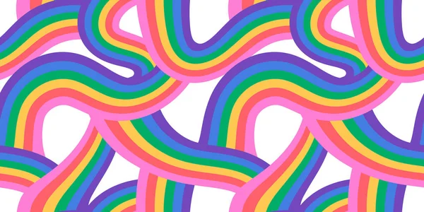 Pastel renkli çizgileri olan 60 'lı yılların stili gökkuşağı deseni. Klasik psikedelik dalga karikatür arkaplanı. 70 'lerin modası geçmiş hippi çizgili resimleme.