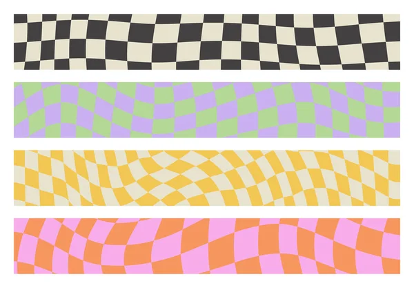Färgglada Trendiga Checker Styrelse Bakgrund Mall Samling Uppsättning Geometrisk Pastell — Stock vektor