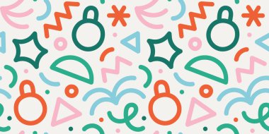 Eğlenceli noel çizgisi karalama seti. Çocuklar için yaratıcı soyut bayram sembolü koleksiyonu ya da modern temel şekillerde parti kutlaması. Basit xmas kış çizimi dekorasyonu.