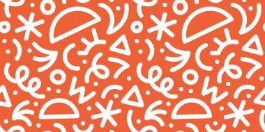 Eğlenceli noel çizgisi kusursuz desen. Çocuklar için yaratıcı soyut tatil arkaplan çizimi ya da modern şekilli parti kutlaması. Basit xmas kış çizimi duvar kağıdı baskısı.