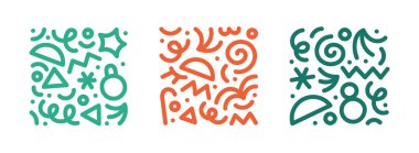  Eğlenceli noel çizgisi karalama seti. Çocuklar için yaratıcı soyut bayram sembolü koleksiyonu ya da modern temel şekillerde parti kutlaması. Basit xmas kış çizimi dekorasyonu.