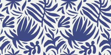 Abstract nature art collage shape seamless pattern. Trendy contemporary flower background illustration. Natural organic leaf artwork wallpaper print.