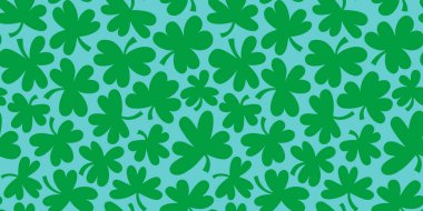 Yeşil yonca, pürüzsüz desen çizimi. Doğal yonca yaprağı arkaplan izi. St. Patrick 'in tatil arkaplan dokusu, İrlanda kültürü duvar kağıdı tasarımı.