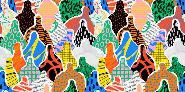 Coloré Diverses Personnes Foule Art Abstrait Motif Sans Couture Communauté — Image vectorielle