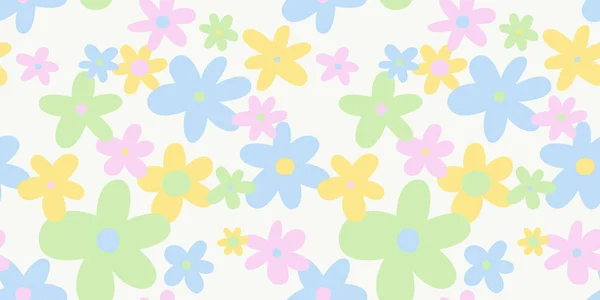 Trendy Floral Seamless Pattern Illustration Vintage 70S Style Hippie Flower — Vettoriale Stock