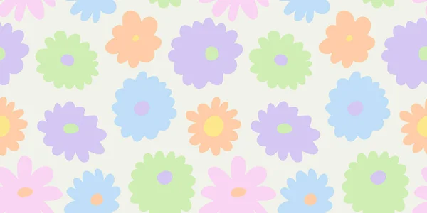Trendy Floral Seamless Pattern Illustration Vintage 70S Style Hippie Flower — Stockvektor