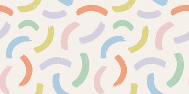 Renkli soyut fırça darbesi kusursuz desen çizimi. Eğlenceli pastel renklerde modern boya çizgisi arka planı. Sevimli çocuklar eskiz çizer duvar kağıdı baskısı, el yazısı çizimi dokusu.