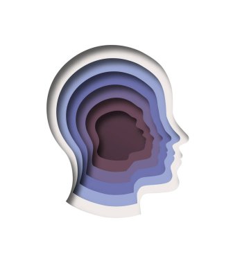 Kağıt kesiği insan evrimi illüstrasyon kavramı. Modern 3D kağıt primatı keserek sapiens türüne evrimleşti. Tarih öncesi insanlık gelişimi, antropoloji tarihi kesit tasarımı.