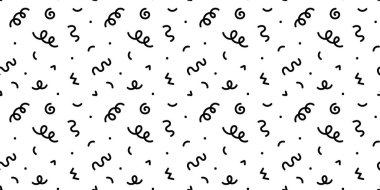 Fun black and white abstract line doodle seamless pattern. Creative minimalist style art background for children or trendy design with basic shapes. Simple childish scribble backdrop.